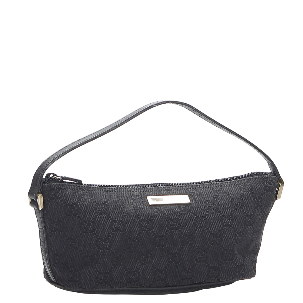 

Gucci Black GG Canvas Boat Baguette Bag