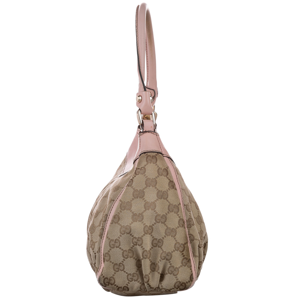 

Gucci Brown/Pink GG Canvas Abbey D-Ring Bag, Beige