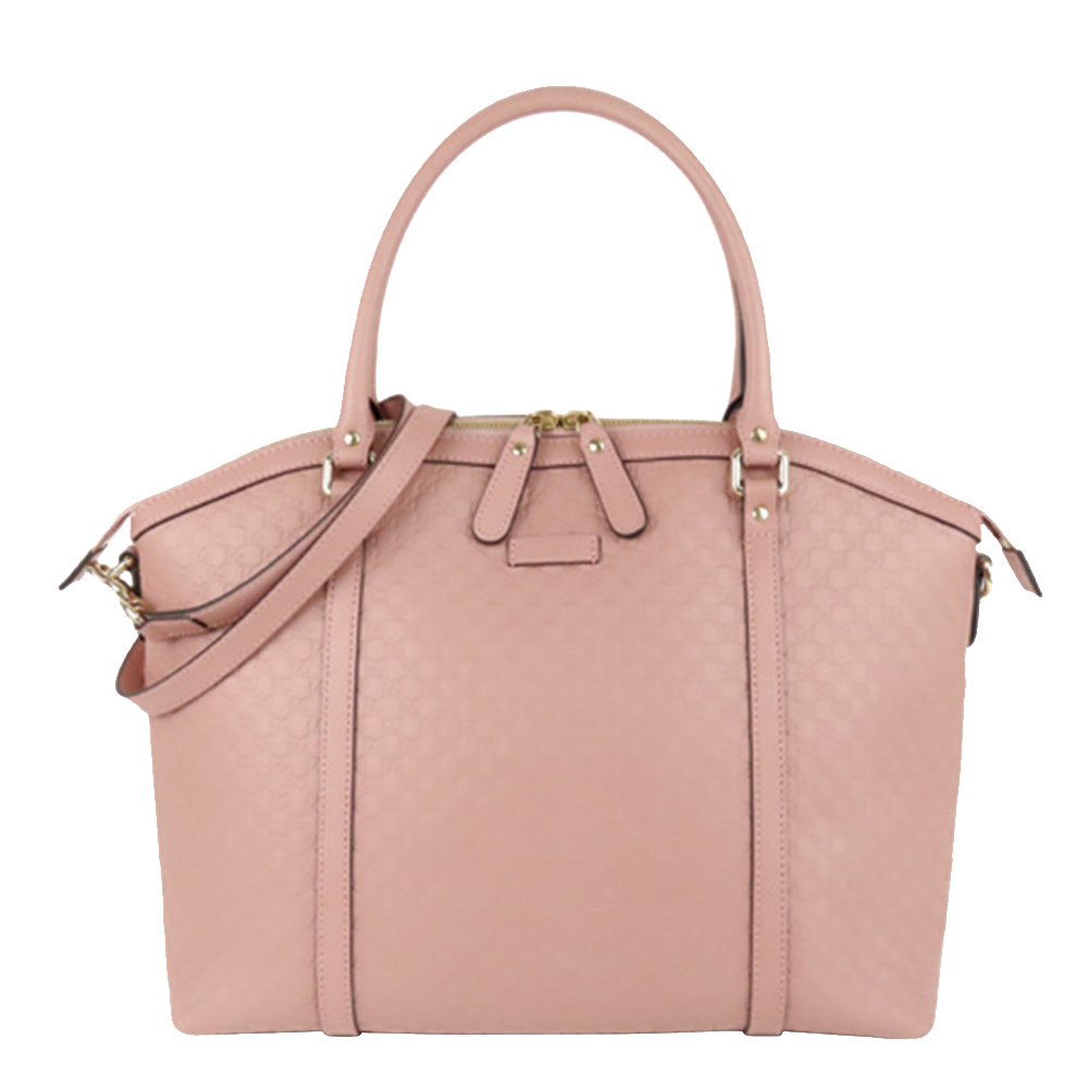 Pre-owned Gucci Pink Microssima Leather Bree Satchel Bag