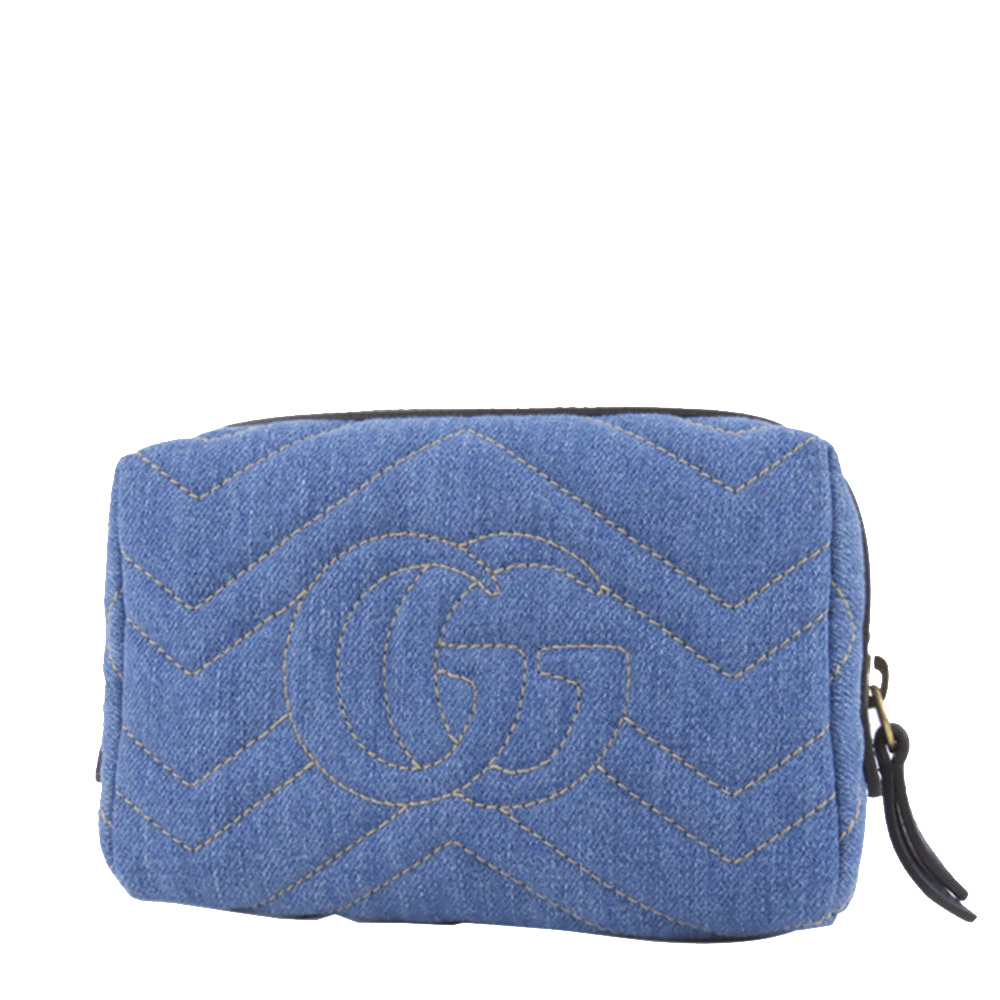 

Gucci Blue Denim GG Marmont Pouch