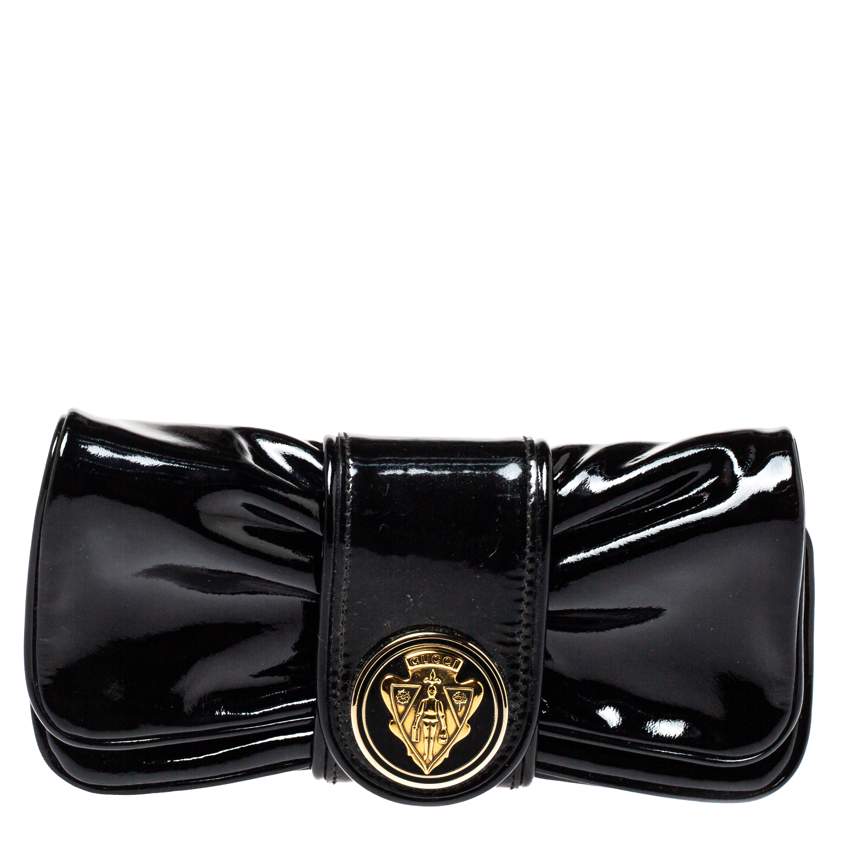 Pre-owned Gucci Black Patent Leather Hysteria Clutch