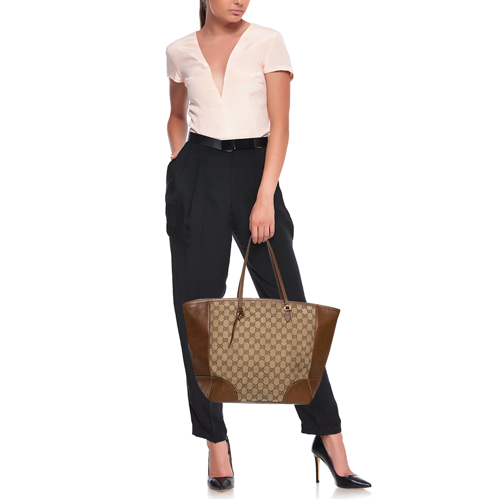 

Gucci Brown GG Canvas and Leather Bree Tote