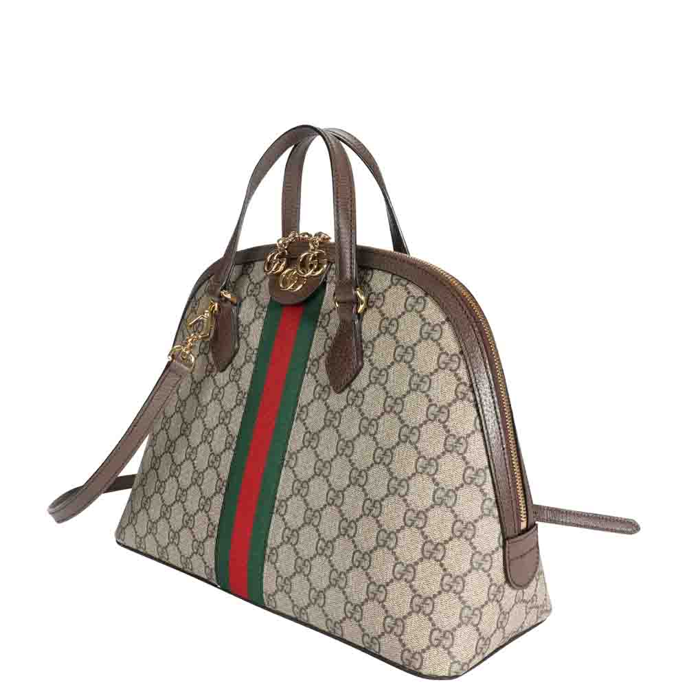 

Gucci Brown/Tan GG Supreme Canvas Ophidia Medium Top Handle Bag