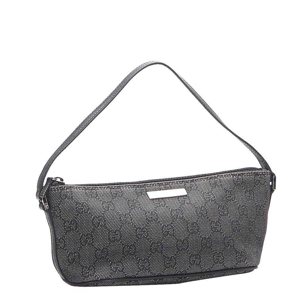 

Gucci Black GG Canvas Boat Pochette Bag, Grey