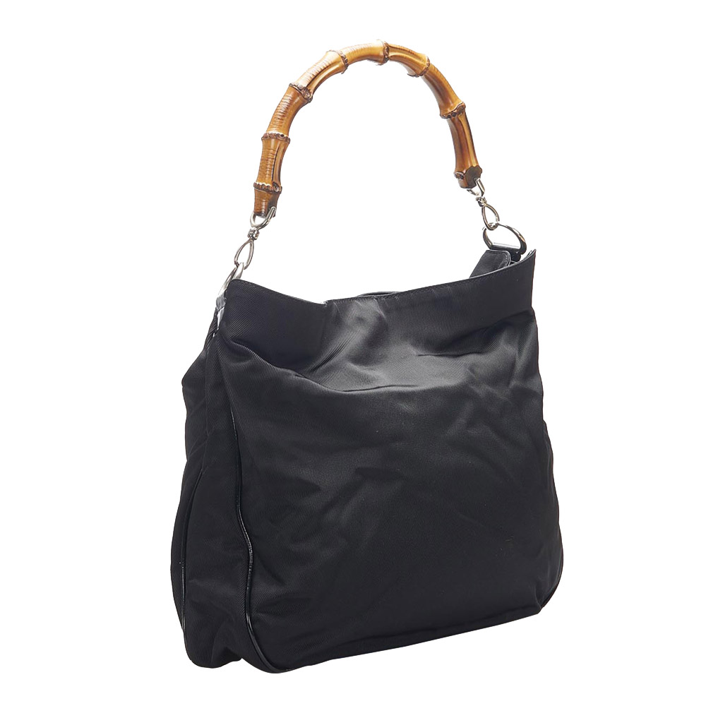

Gucci Black Canvas Bamboo Shoulder Bag