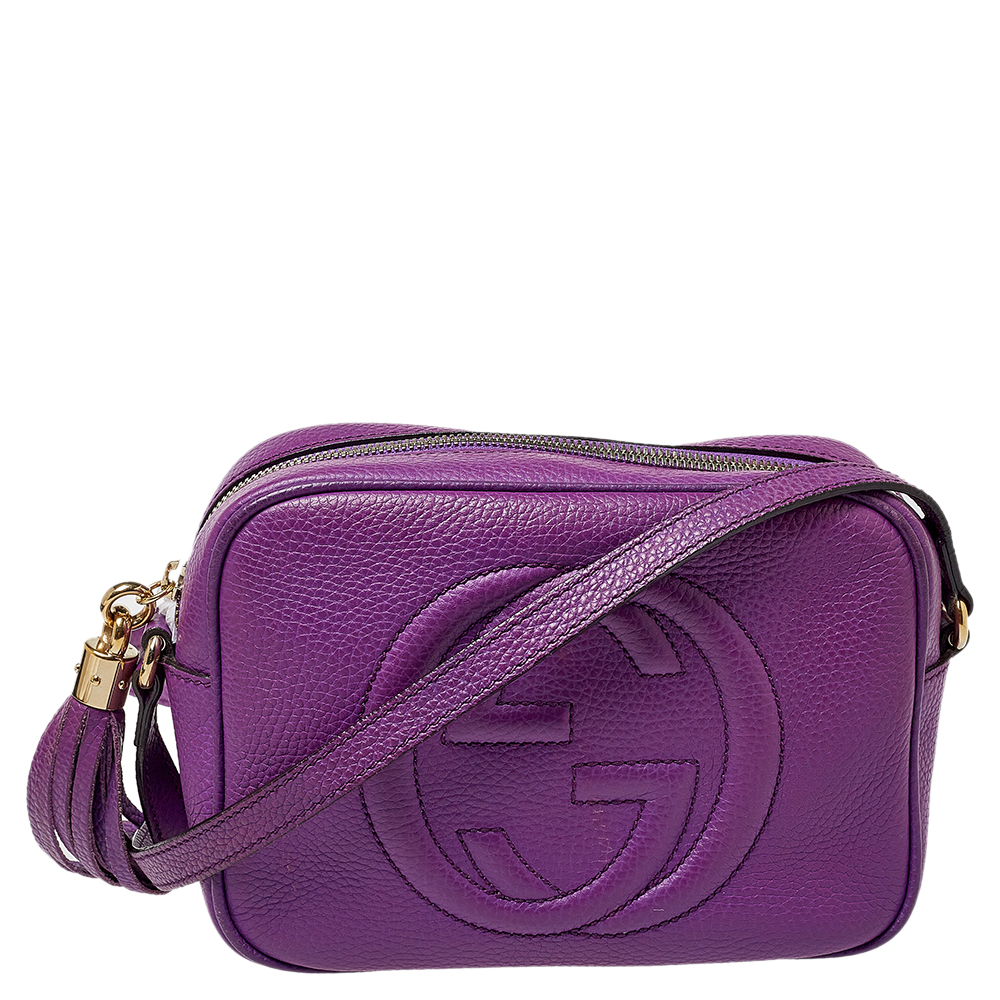 Pre-owned Gucci Purple Leather Soho Disco Crossbody Bag