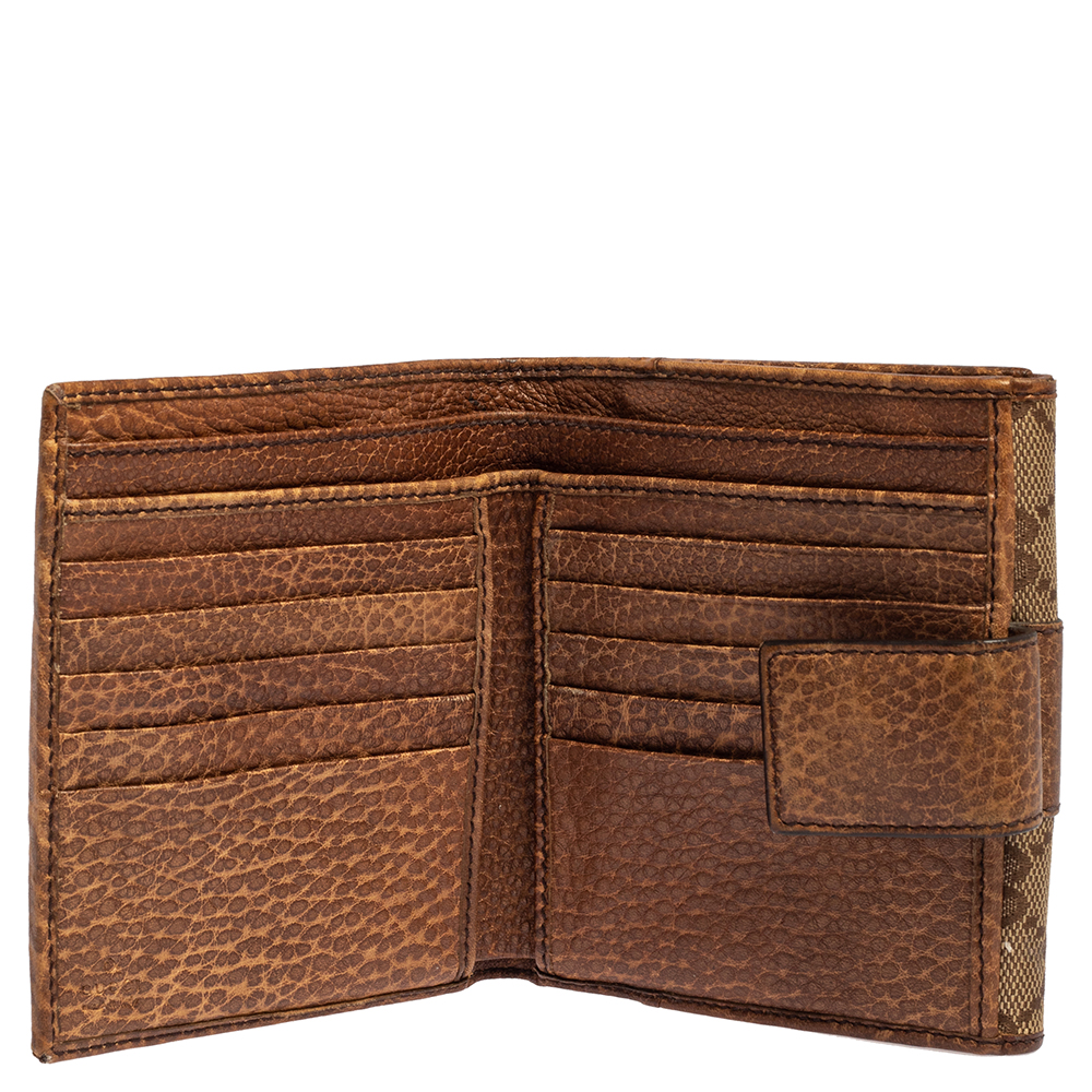 

Gucci Beige GG Canvas and Leather French Flap Wallet