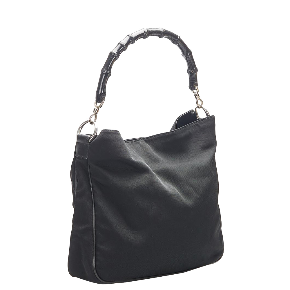 

Gucci Black Nylon Bamboo Shoulder Bag