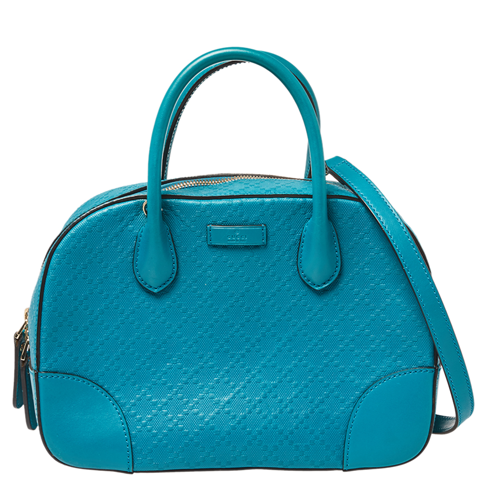 Pre-owned Gucci Blue Diamante Leather Small Satchel