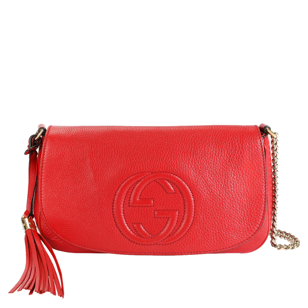 

Gucci Red Pebbled Leather Medium Soho Chain Bag