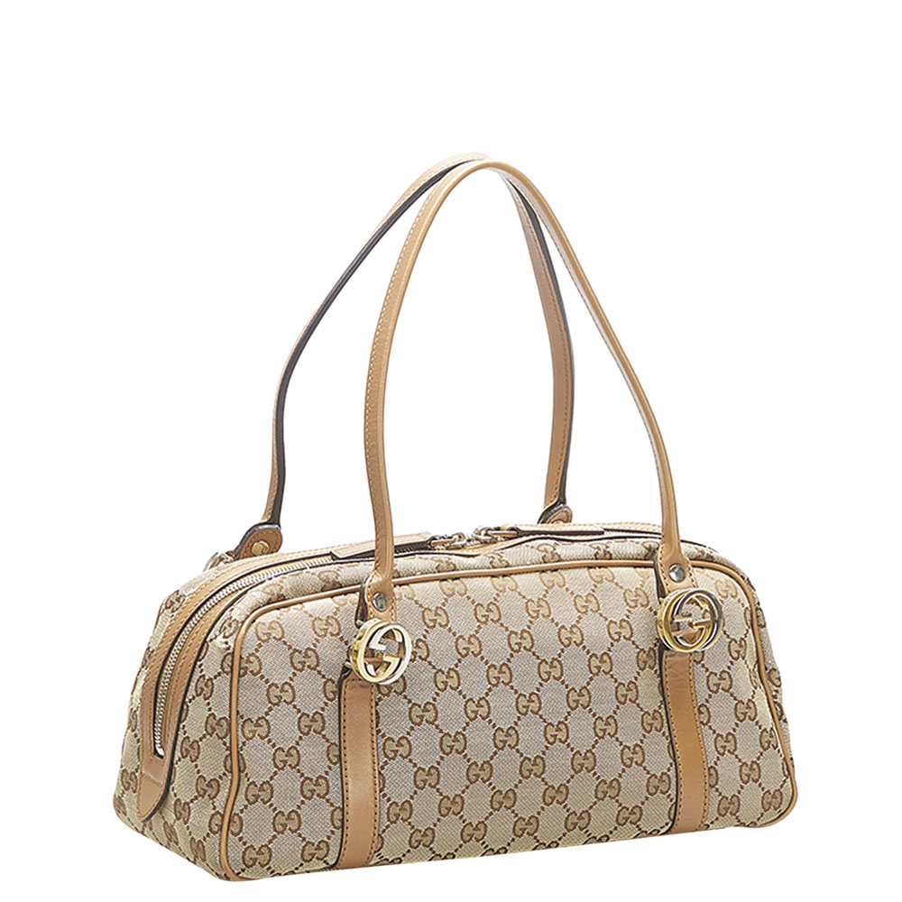 

Gucci Brown Canvas Fabric Shoulder Bag, Beige