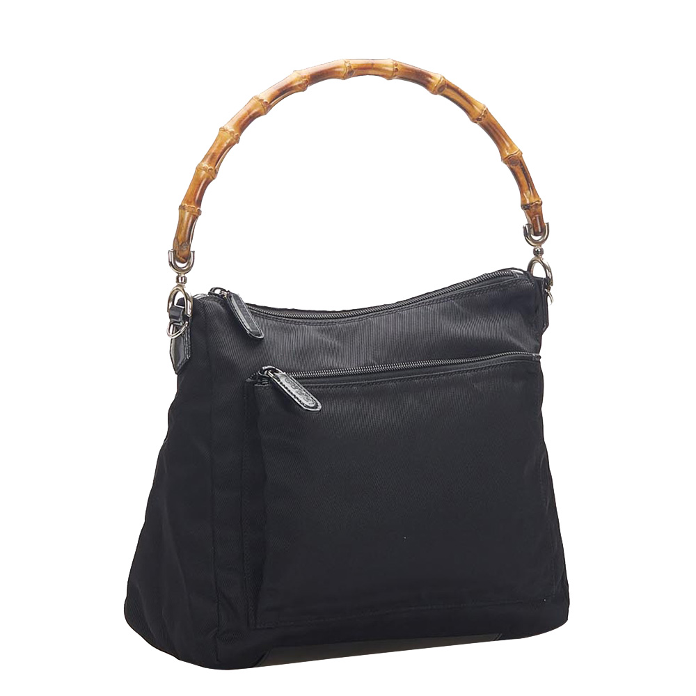 

Gucci Black Canvas Bamboo Bag