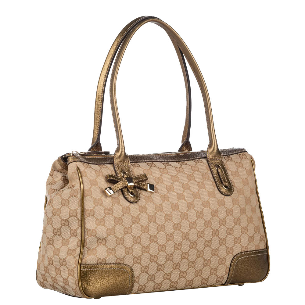 

Gucci Beige Canvas Princy Satchel Bag