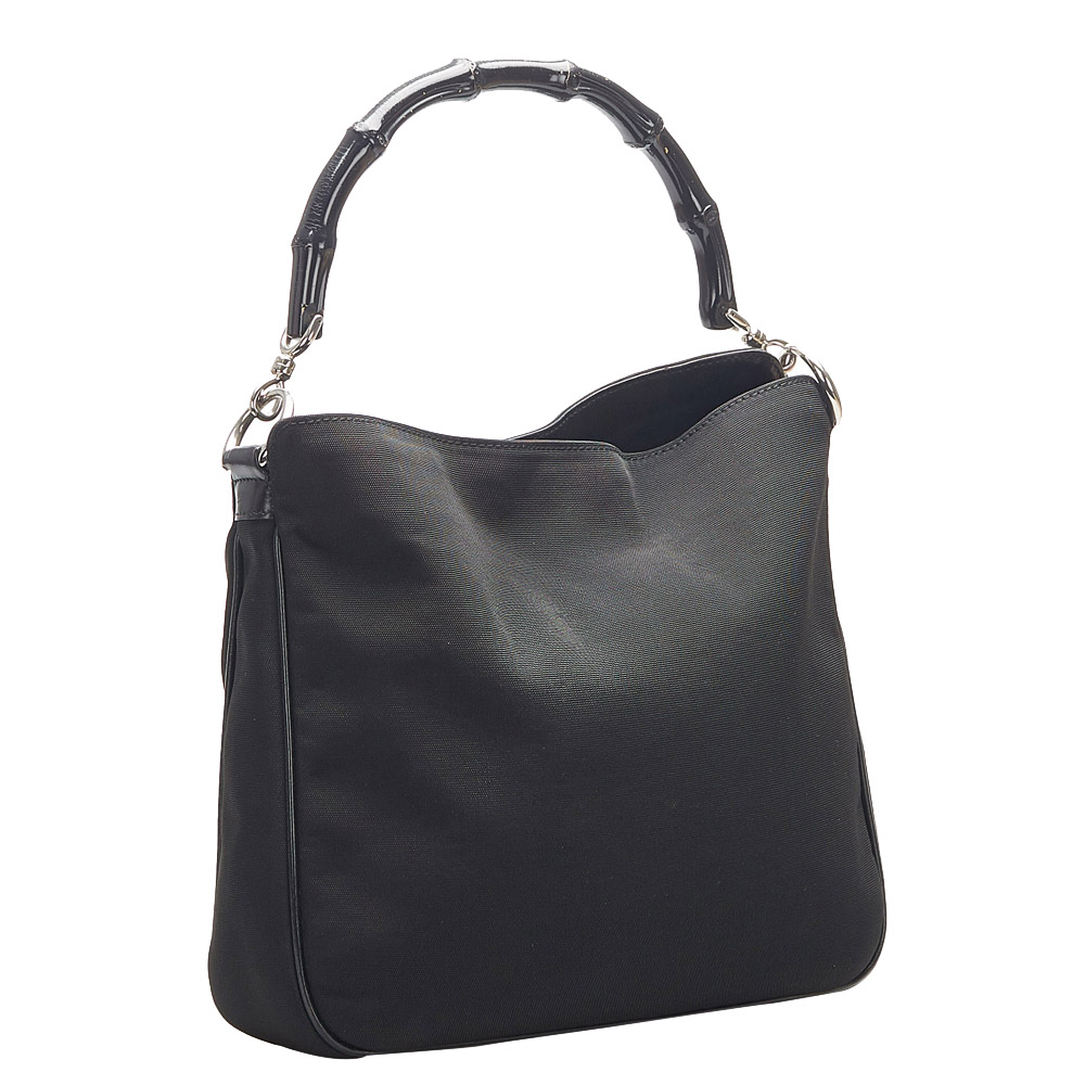 

Gucci Black Canvas Bamboo Bag