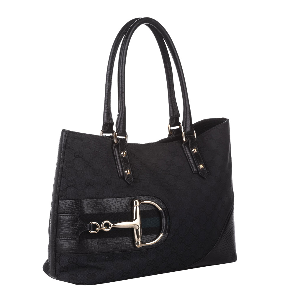 

Gucci Black Canvas Hasler Horsebit Shoulder Bag