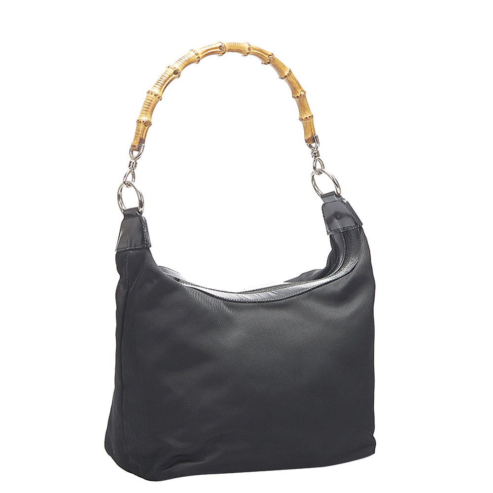 

Gucci Black Canvas Bamboo Shoulder Bag
