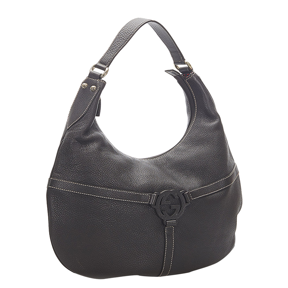 

Gucci Black Leather GG Reins Hobo Bag