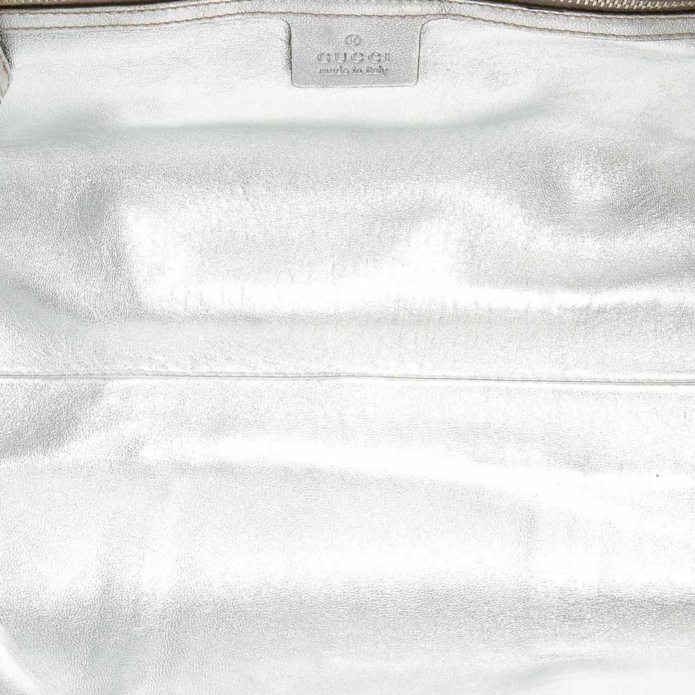 

Gucci Silver Embosssed Leather Romy Top Handle Bag