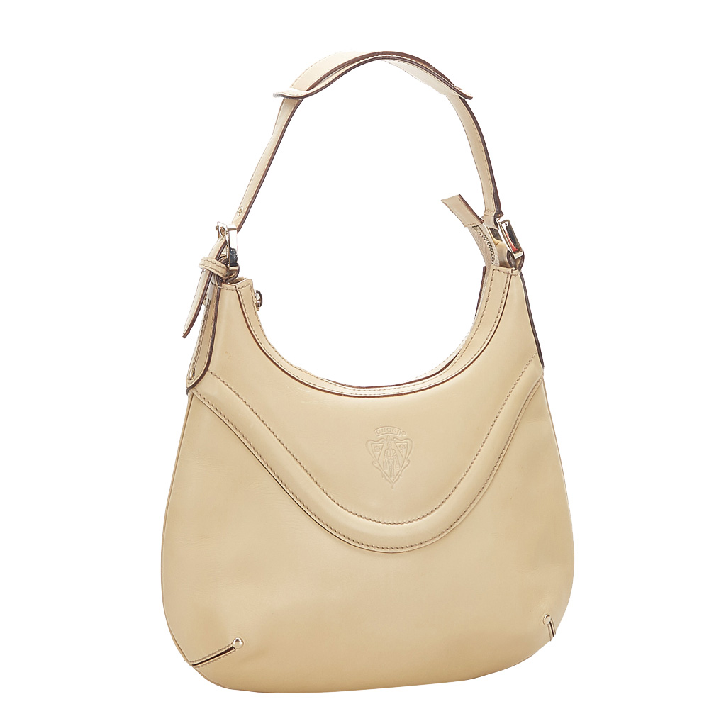 

Gucci Beige Leather Crest Messenger Bag