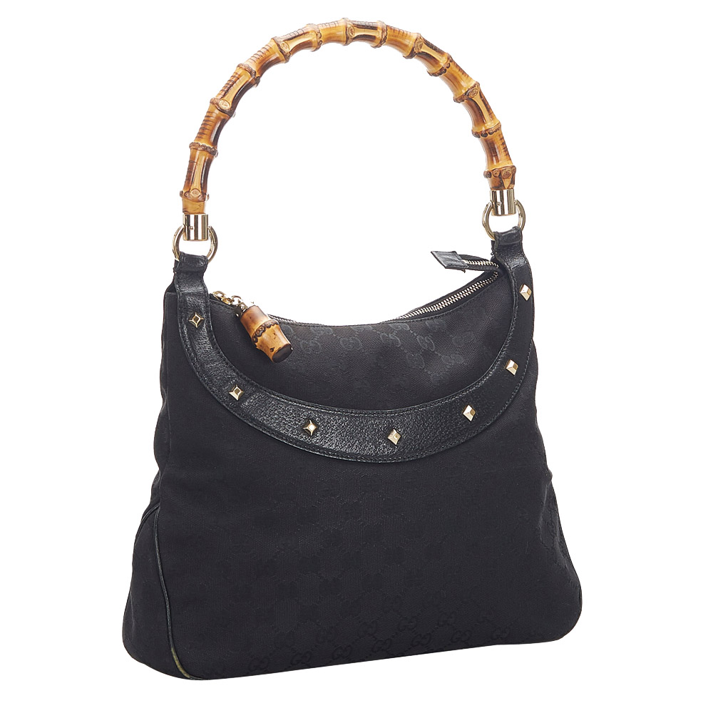 

Gucci Black Canvas Fabric Nailhead Shoulder Bag