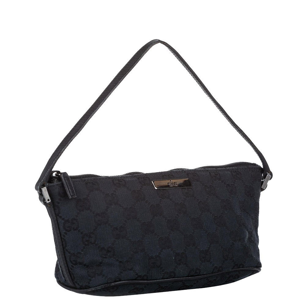 

Gucci Black GG Canvas Boat Baguette Bag