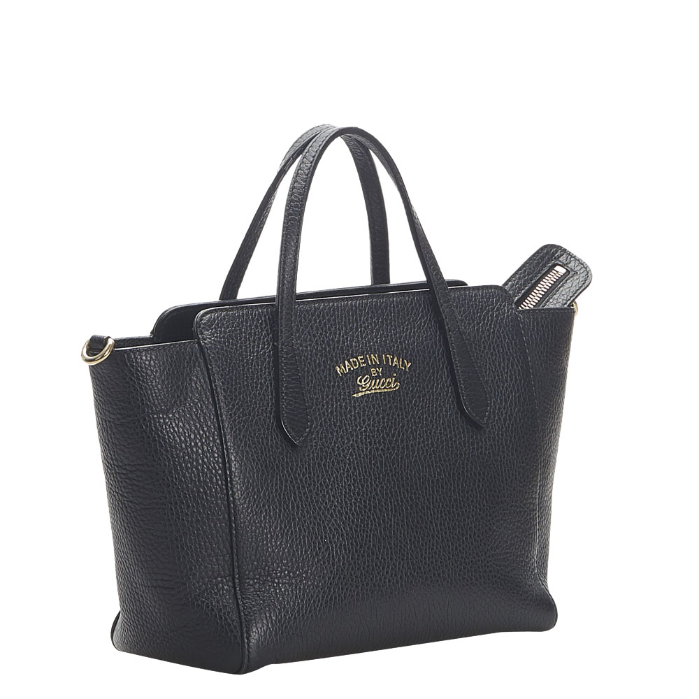

Gucci Black Leather Mini Swing Tote Bag