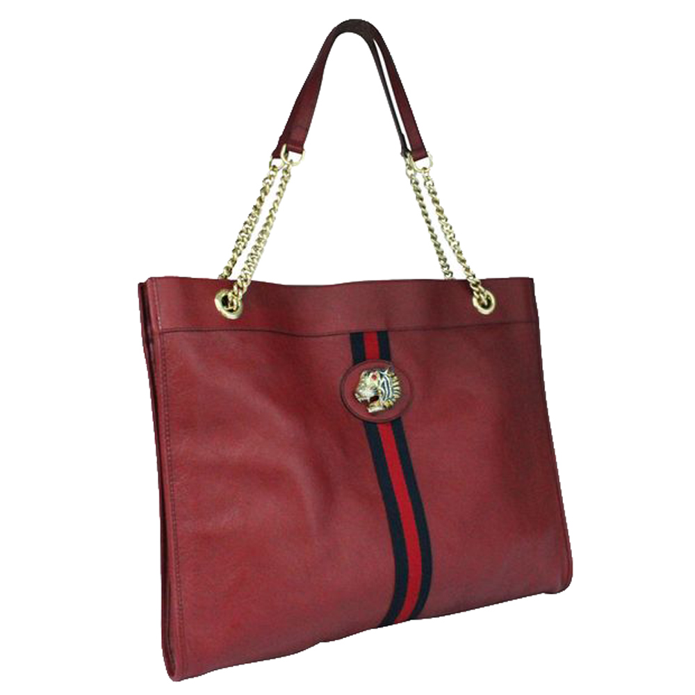 

Gucci Red Leather Rajah Tote Bag