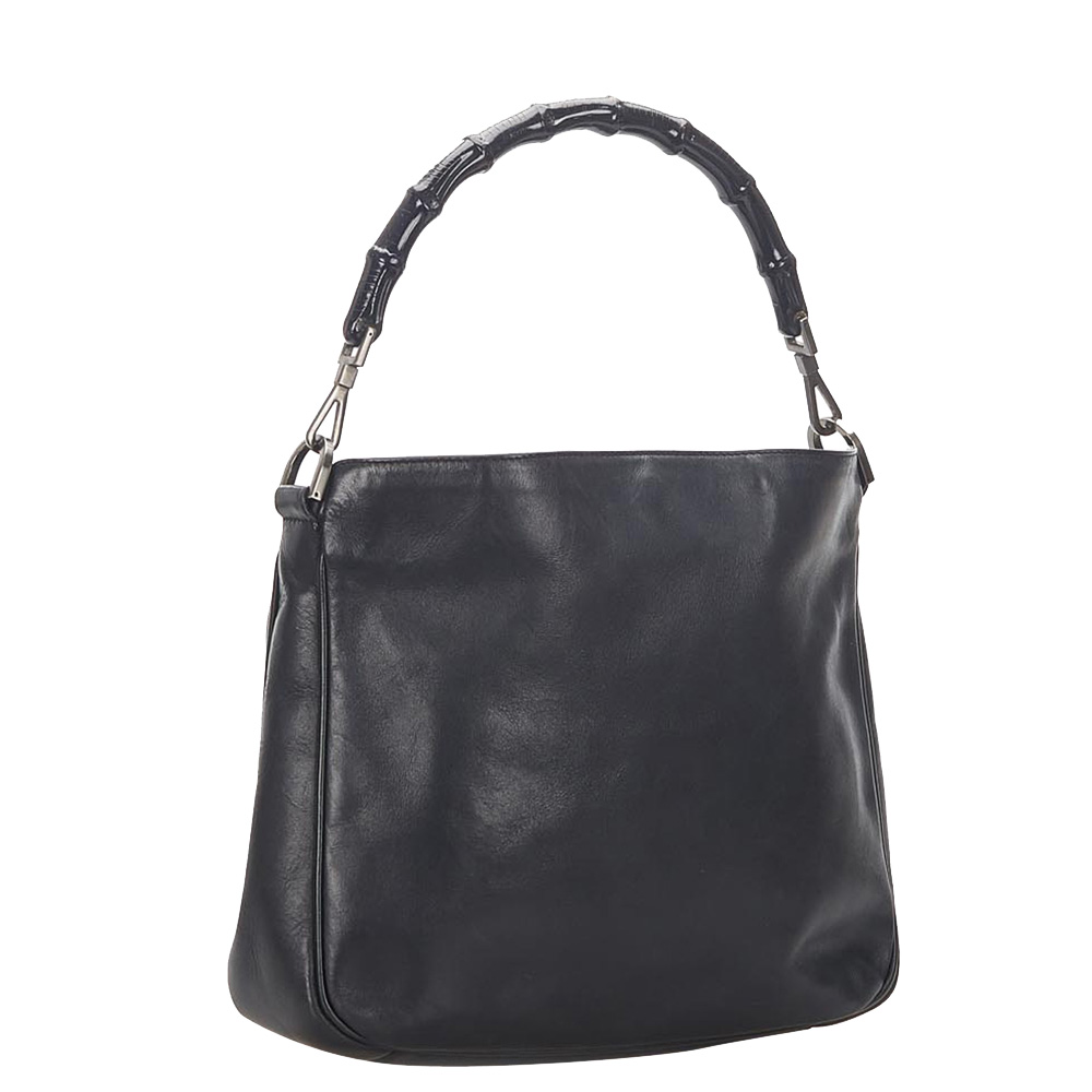 

Gucci Black Leather Bamboo Shoulder Bag