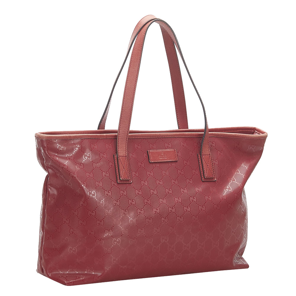 

Gucci Red GG Imprime Leather Tote Bag