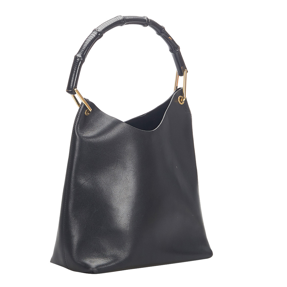 

Gucci Black Leather Bamboo Shoulder Bag