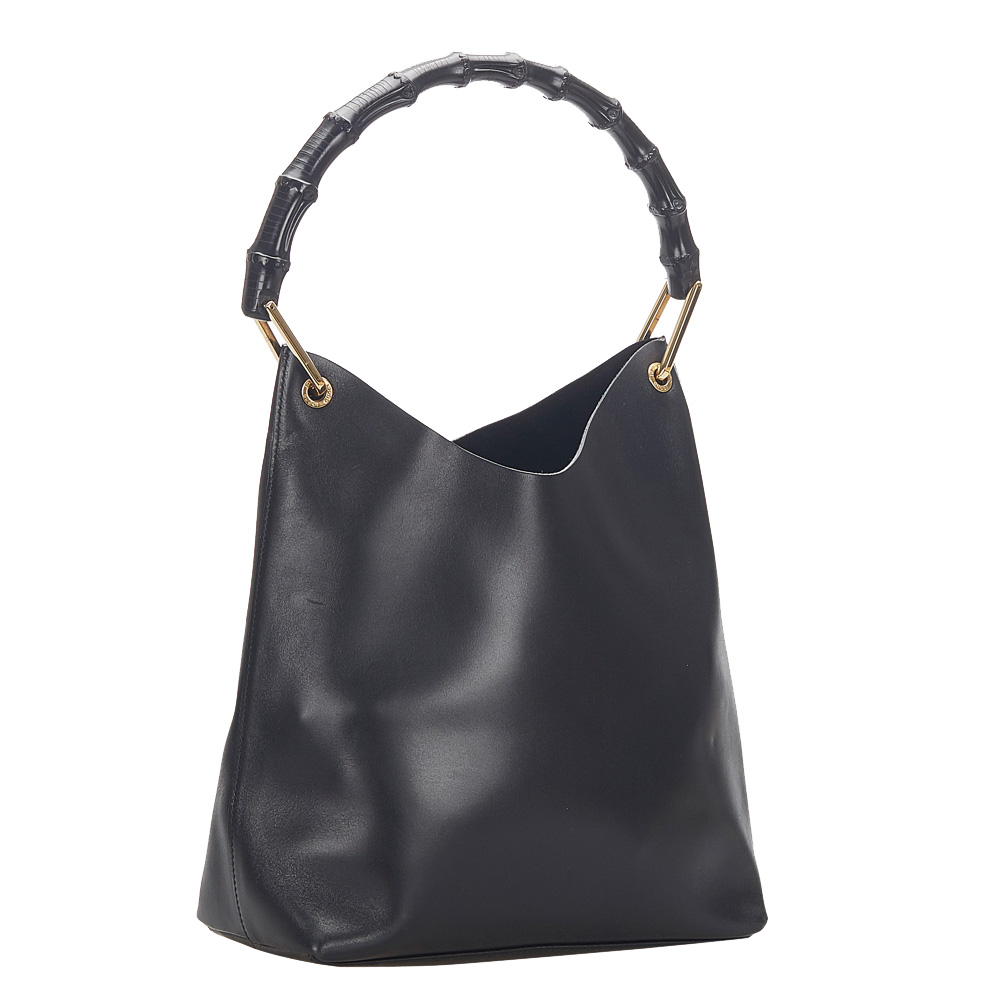 

Gucci Black Leather Bamboo Shoulder Bag
