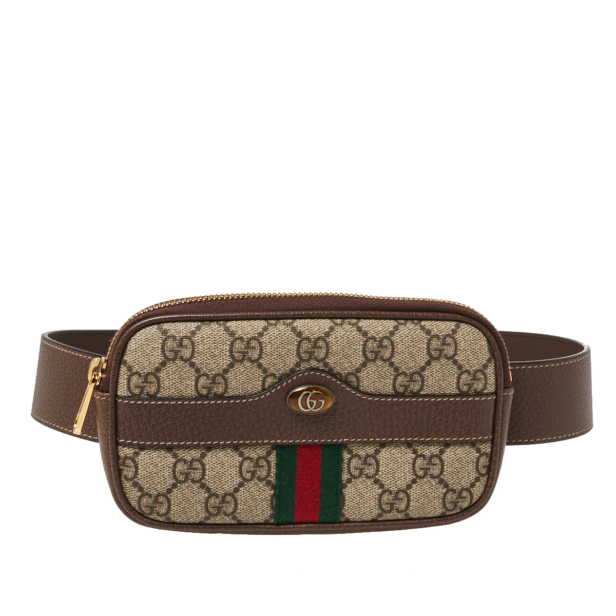 Pre-owned Gucci Beige/ebony Gg Supreme Coated Canvas And Leather Ophidia Belt Bag