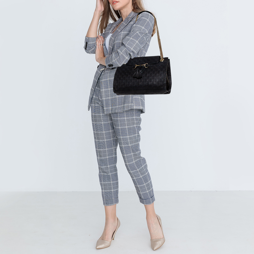 

Gucci Black Guccissima Leather Medium Emily Shoulder Bag