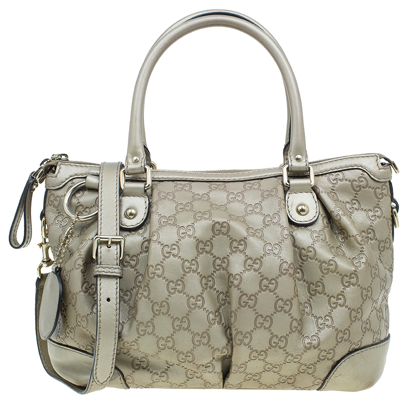 Pre Owned حقيبة يد توت غوتشي سوكي جلد غوتشيسيما شامبين 