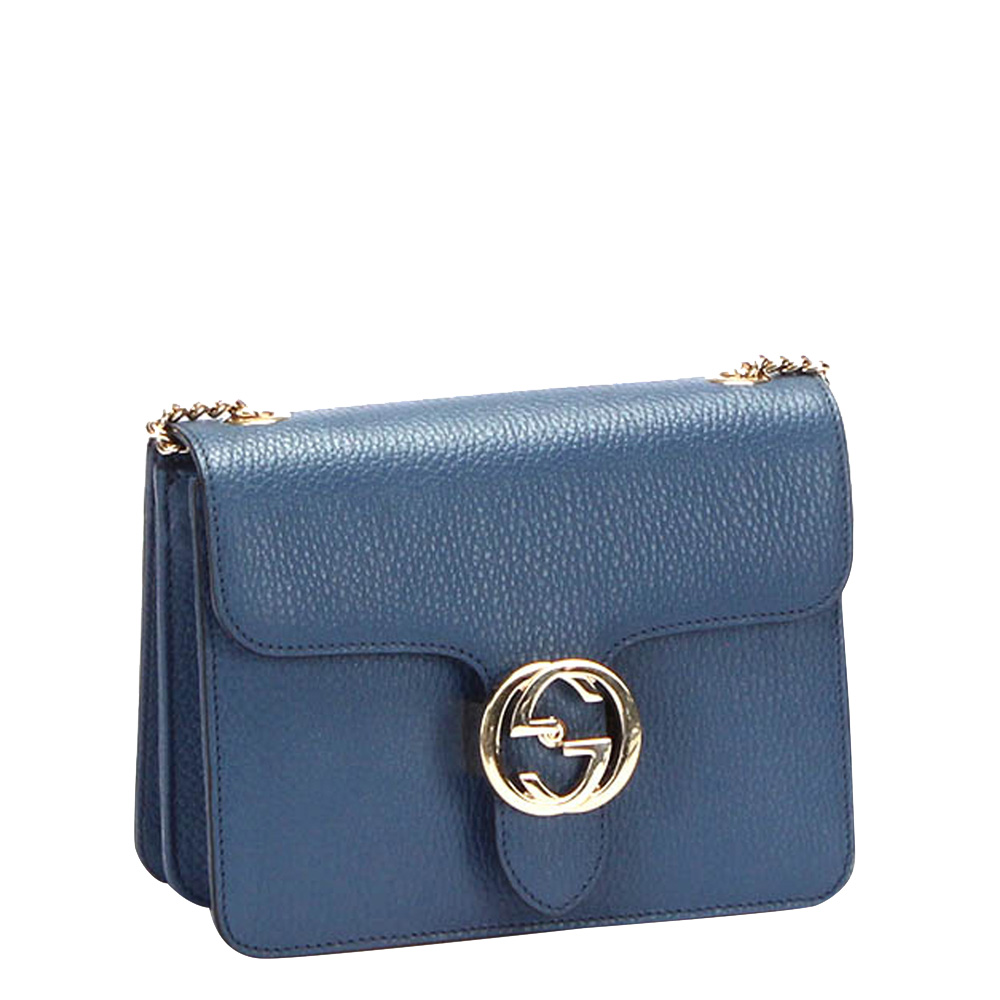 

Gucci Blue Leather Interlocking GG Shoulder Bag