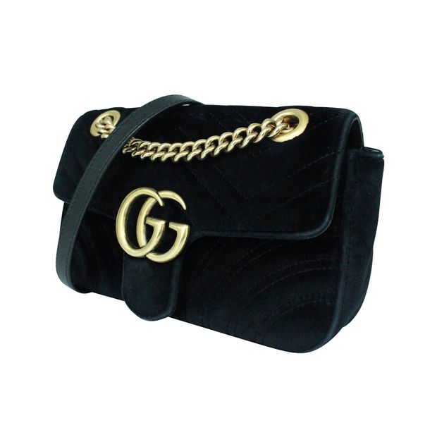 

Gucci Dark Blue Velvet GG Marmont Shoulder Bag