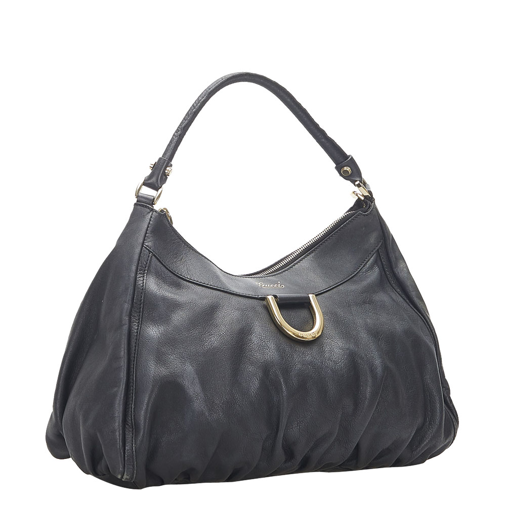 

Gucci Black Leather Abbey D-Ring Hobo Bag