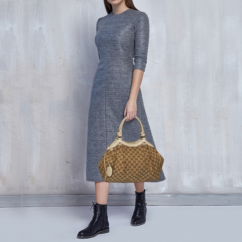 

Gucci Beige GG Canvas and Leather Medium Sukey Tote