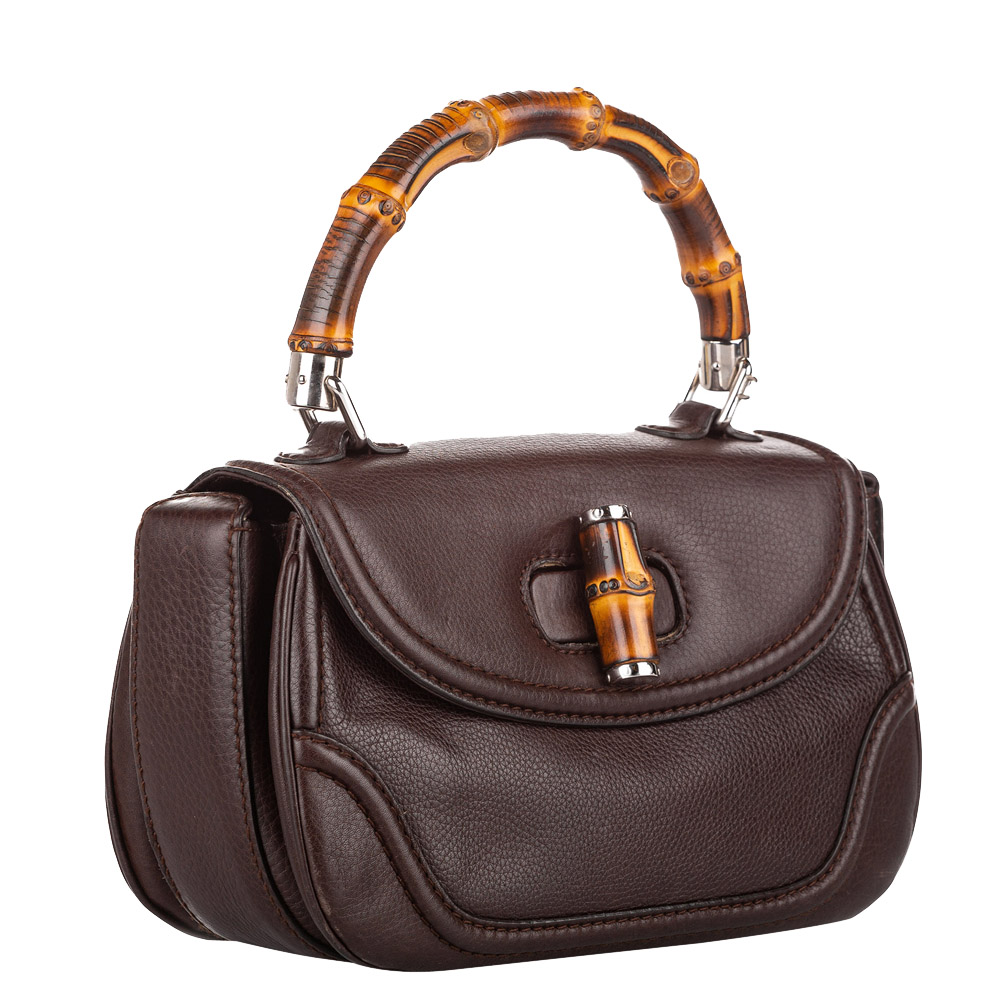 

Gucci Brown Leather New Bamboo Satchel Bag