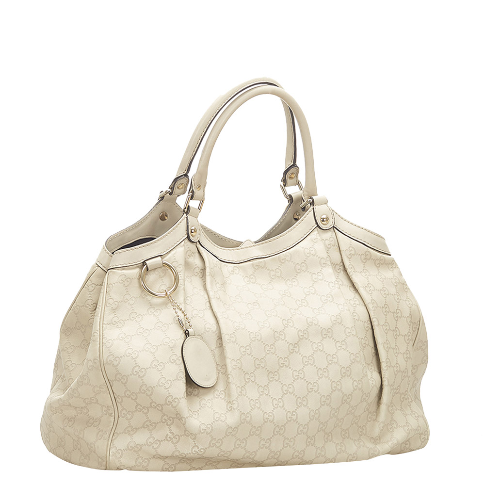 

Gucci White Leather Sukey Tote Bag