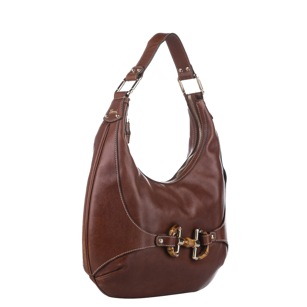 

Gucci Brown Leather Horsebit Amalfi Hobo Bag