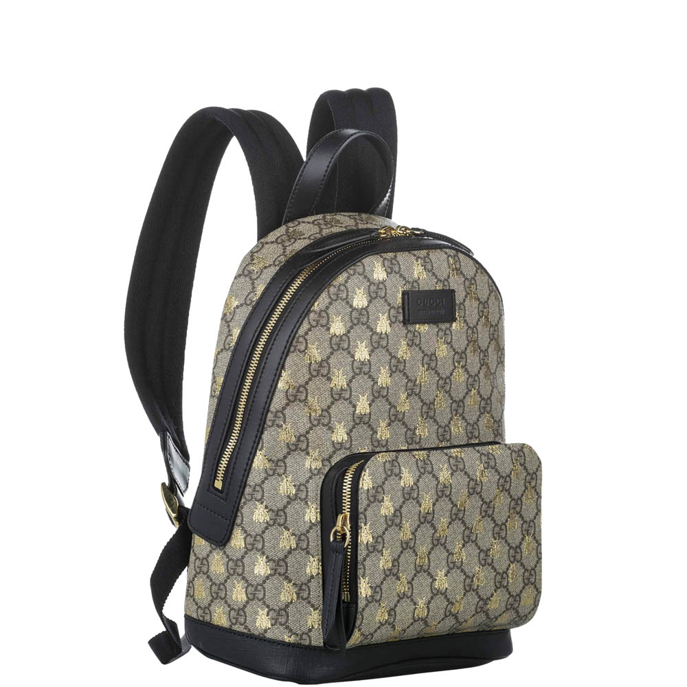 

Gucci Beige/Black GG Supreme Canvas Bees Backpack