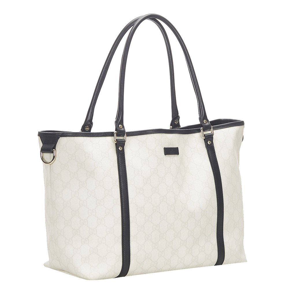 

Gucci White GG Canvas Joy Tote Bag, Black