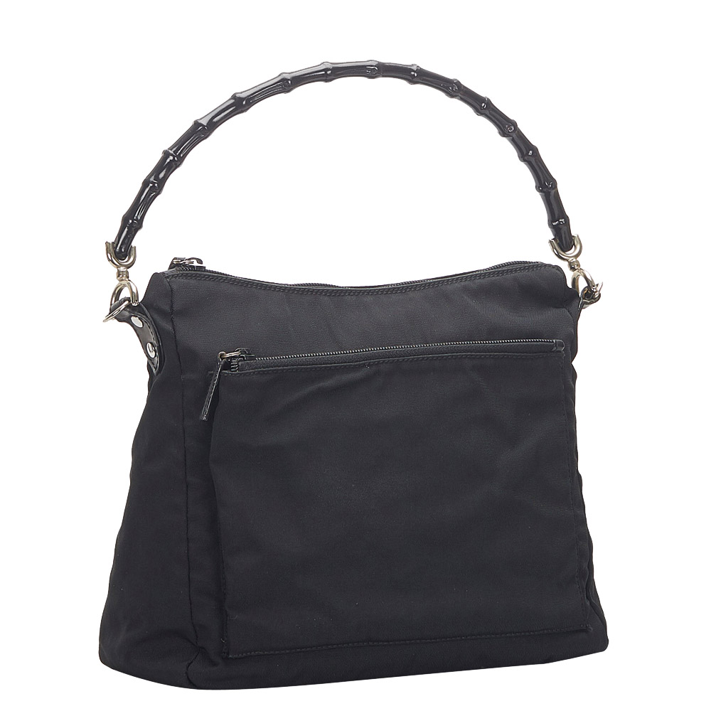 

Gucci Black Canvas Bamboo Bag
