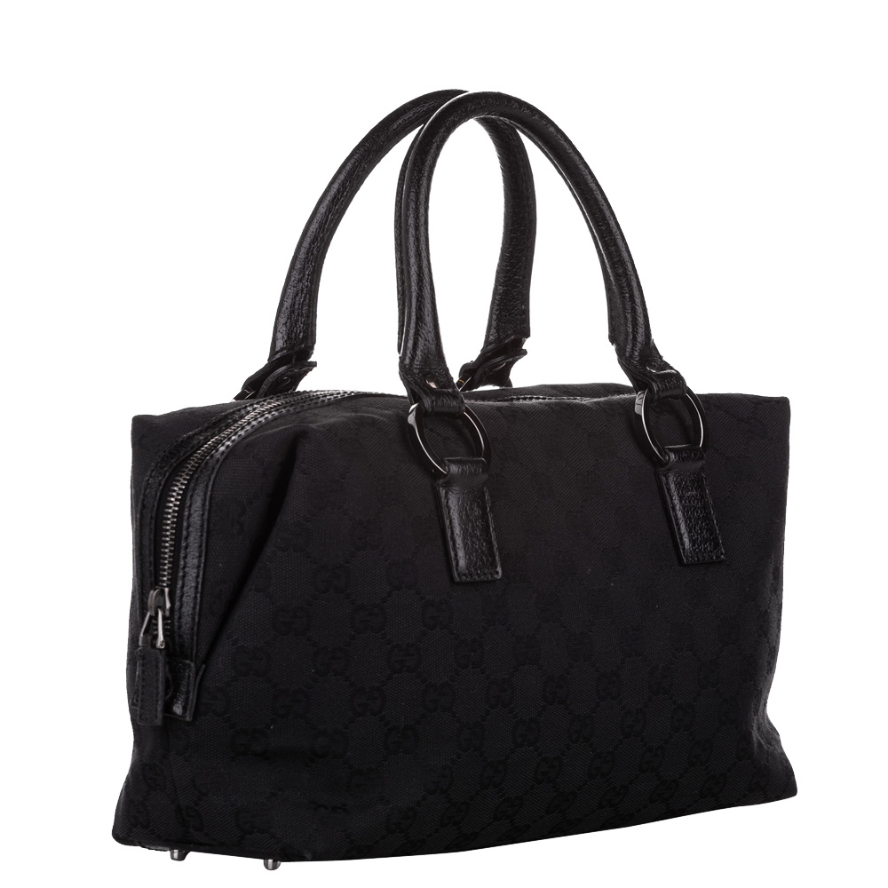 

Gucci Black GG Canvas Boston Bag