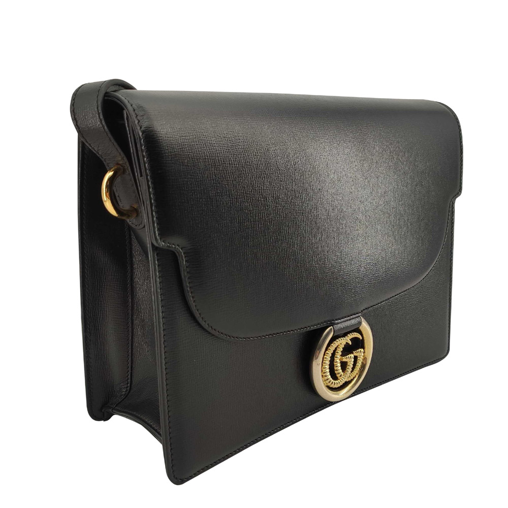 

Gucci Black Leather Ring Shoulder Bag