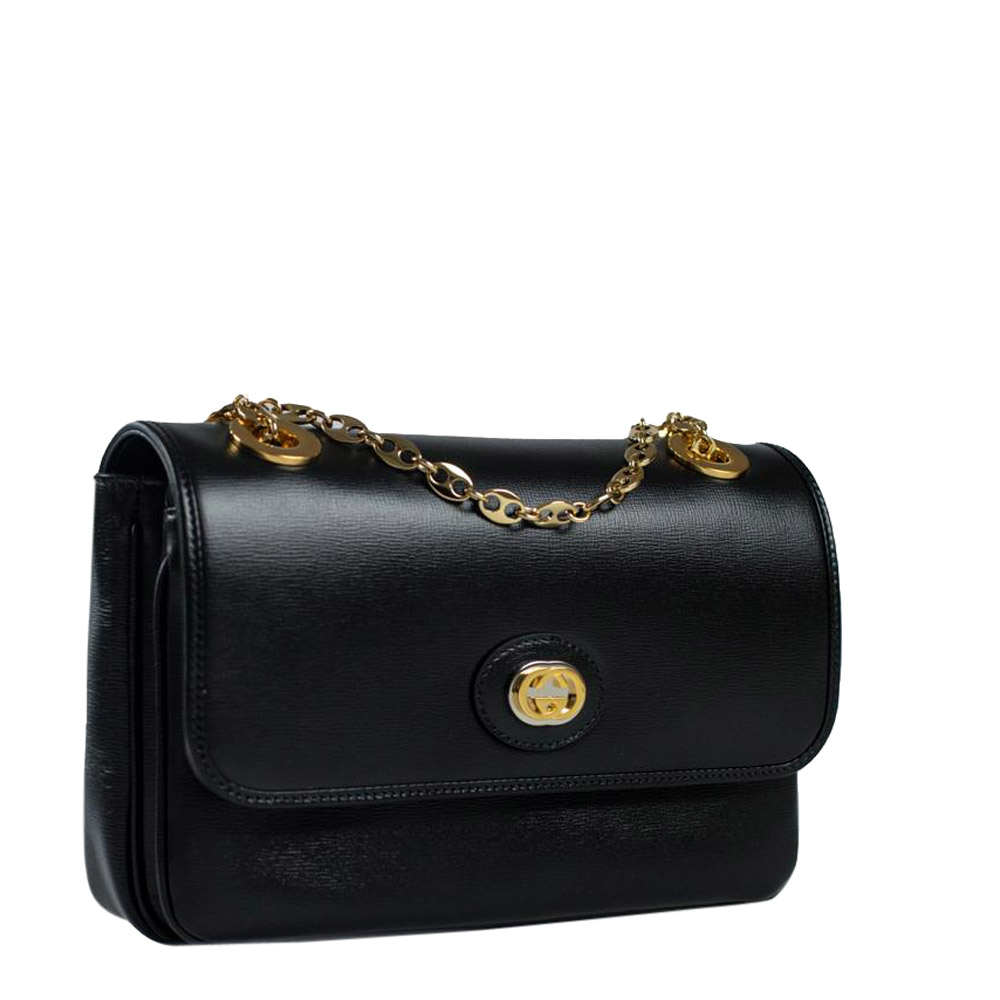 

Gucci Black Leather Marina Chain Flap Bag