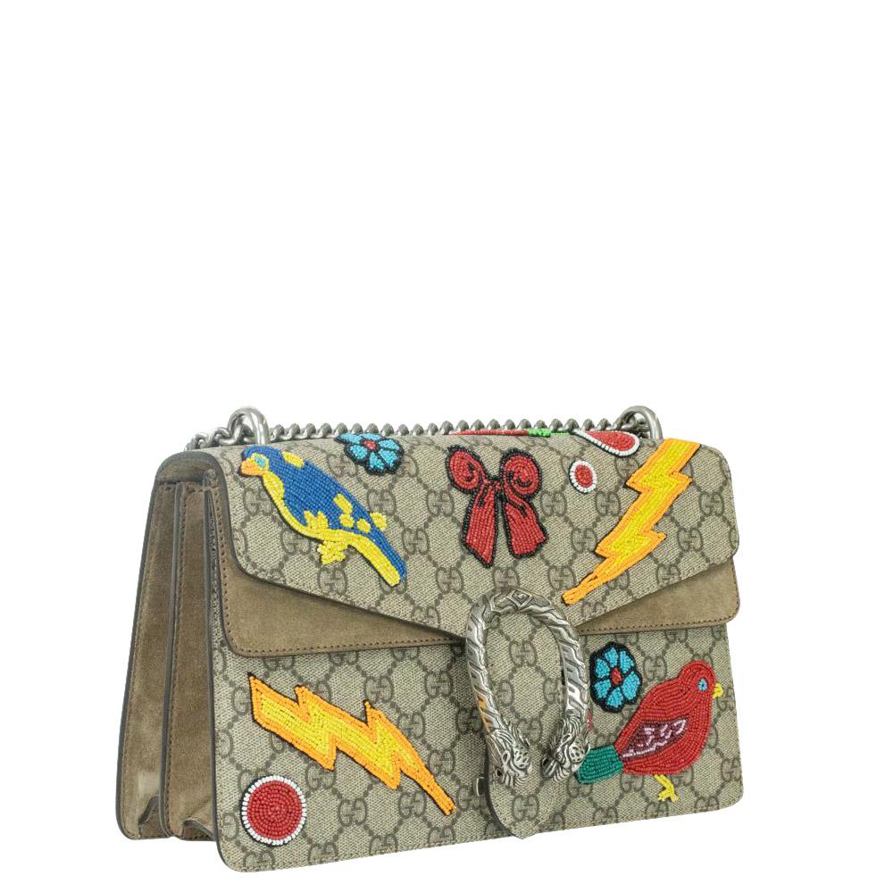 

Gucci Beige/Brown GG Canvas Leather Dionysus Embellished Shoulder Bag