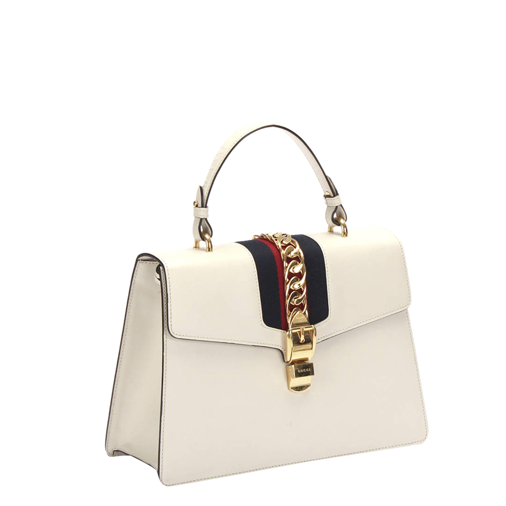 

Gucci White Leather Sylvie Shoulder Bag