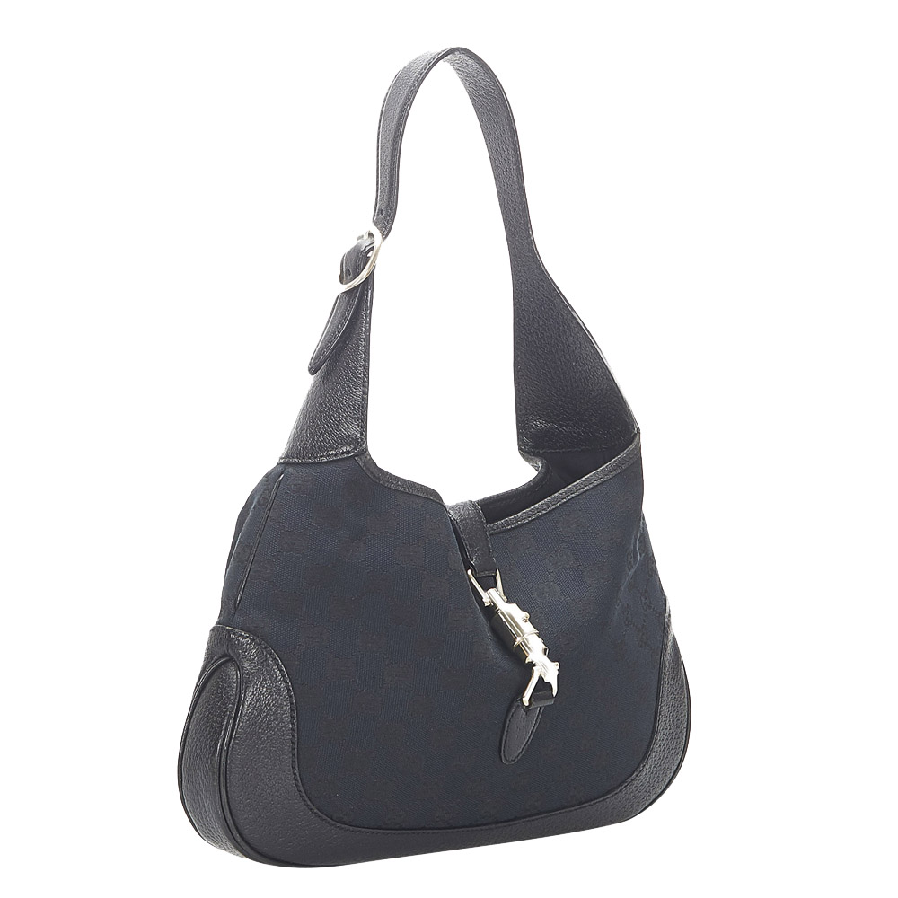 

Gucci Black GG Canvas Jackie Hobo Bag